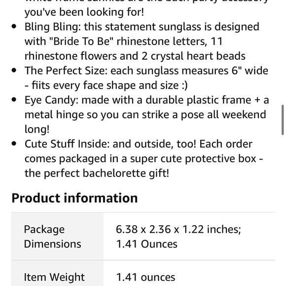 “Bride To Be” xo, fetti Sunglasses with embellishments - Picture 5 of 7